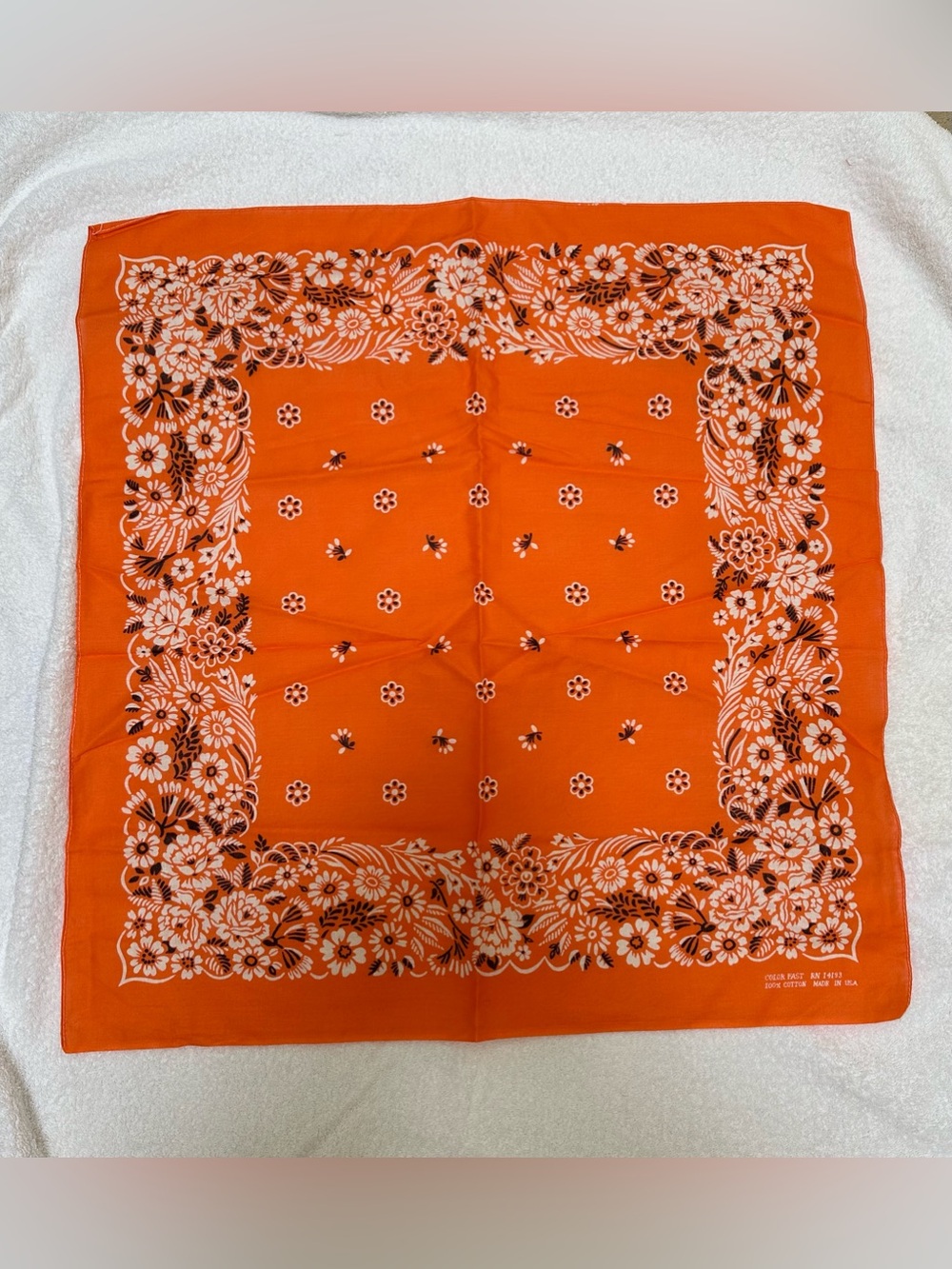 Vintage Color Fast Orange Bandana